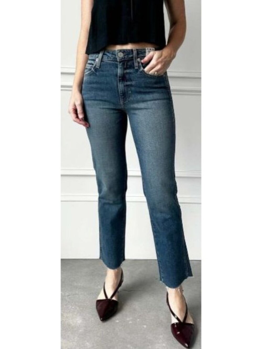 AMO Chloe Cropped High Waist Size 27 Sample Kismet Raw Hem NWOT